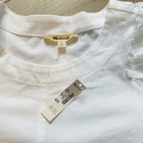 🌶️ NWT Madewell White Puff Sleeve Blouse Size XS - Picture 5 of 6